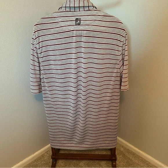 FootJoy Men's Striped Polo Shirt - Red, White, and Gray - Picture 3 of 8